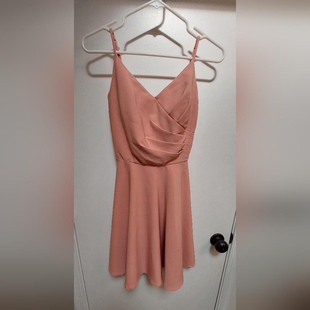 Trixxi Juniors' Ruched Fit & Flare Dress Size S Color Pink